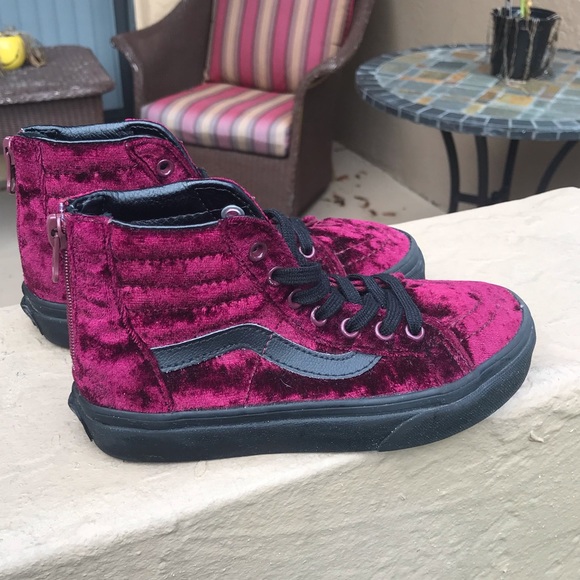 burgundy velvet vans